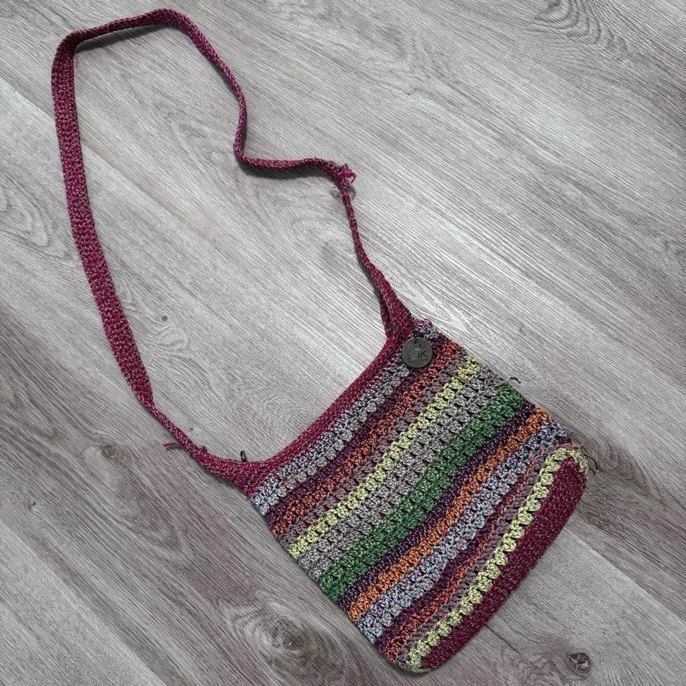 The Sak Woven Knit Crossbody Bag Purse Hobo Colorful Crochet